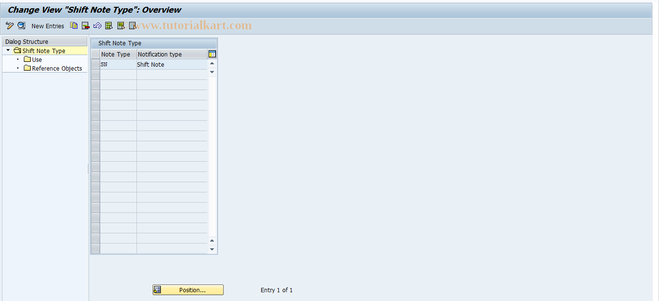 SAP TCode ORPS8 - Shift Note Type