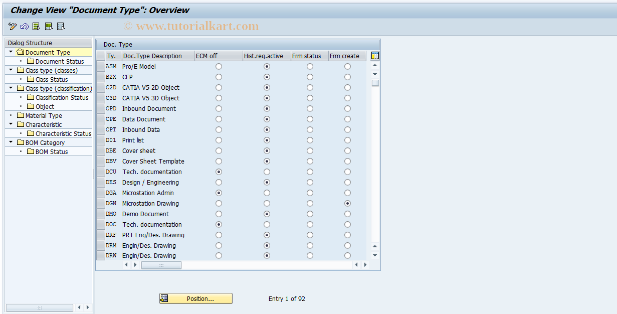 SAP TCode OS68 - ECH: History Requirement Control