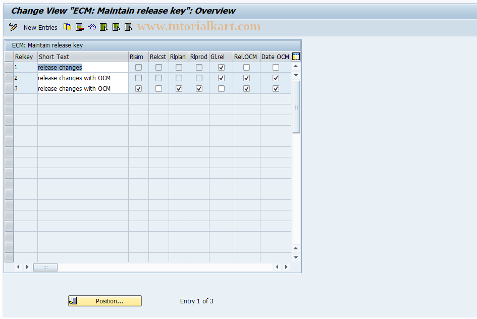 SAP TCode OS69 - Engineering Change Mgmt: release key