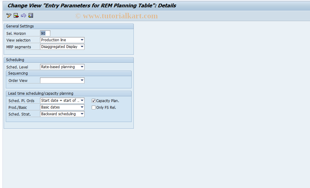 SAP TCode OS80 - REM Planning Table (Gen. + Schedule )