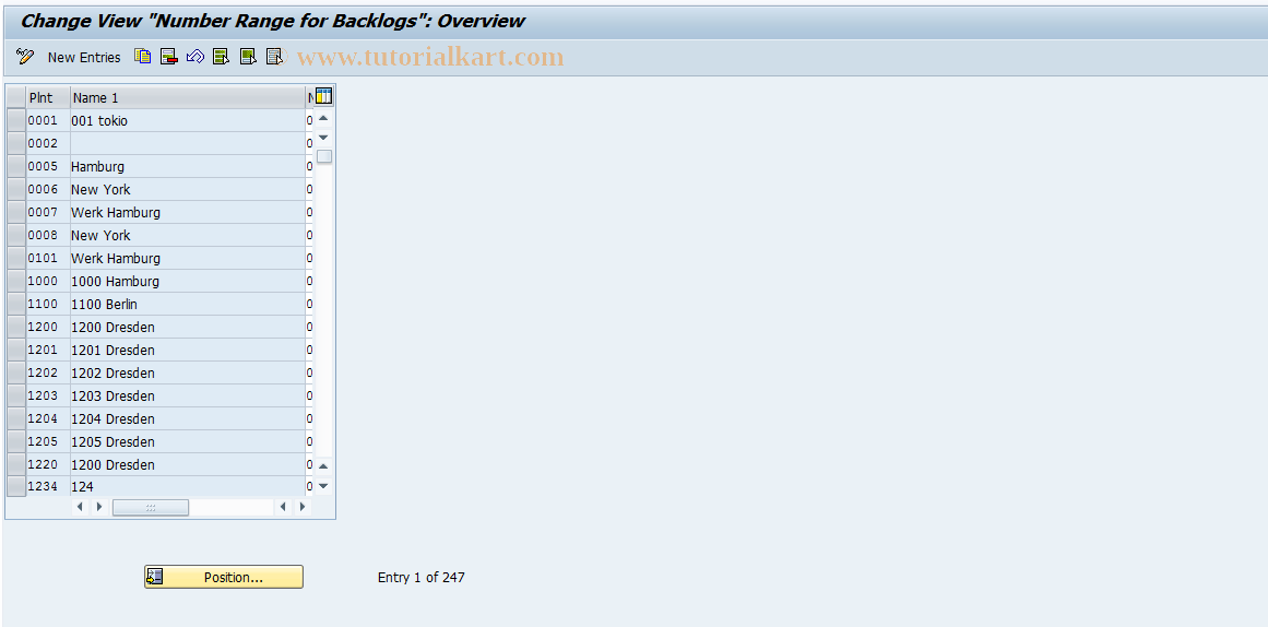 SAP TCode OSP8 - Number Range for Backlogs