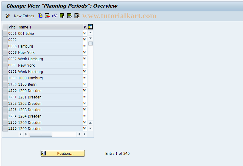 SAP TCode OSPD - Customizing Planning Periodicity
