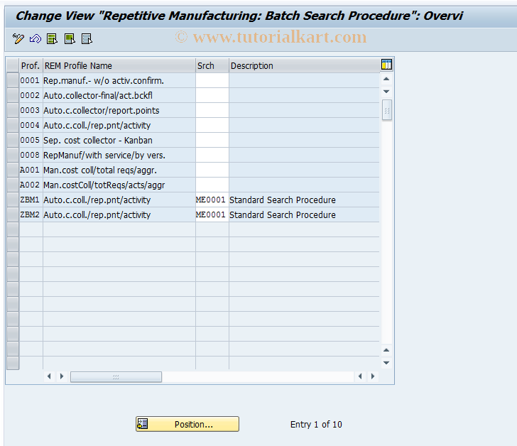 SAP TCode OSPH - Batch Search Proced. in REM Profile