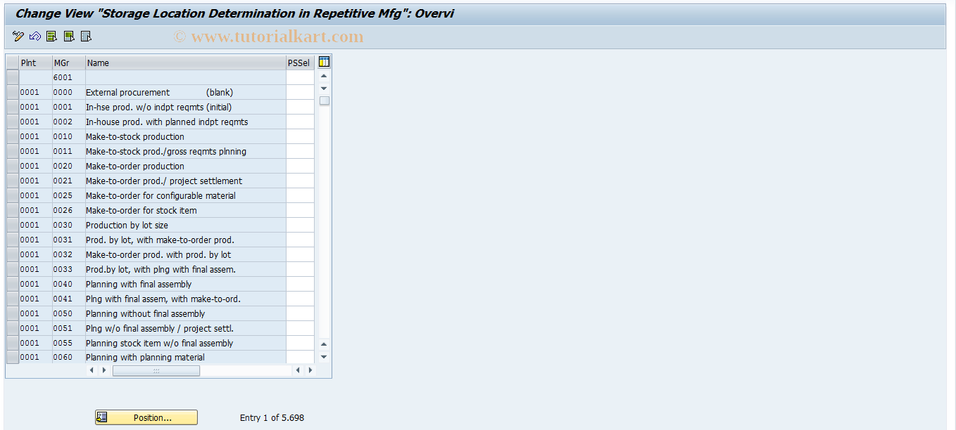 SAP TCode OSPK - Storage Location Search