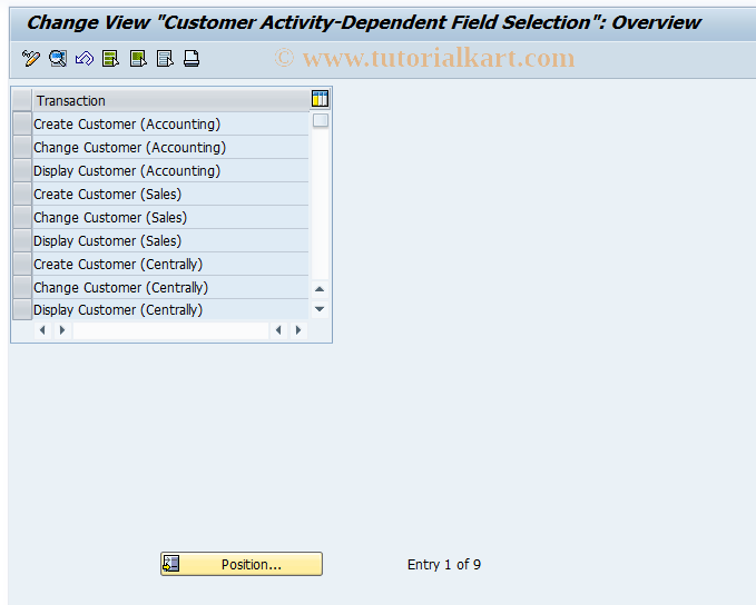 SAP TCode OT07 - C FI Maintain Table T078D