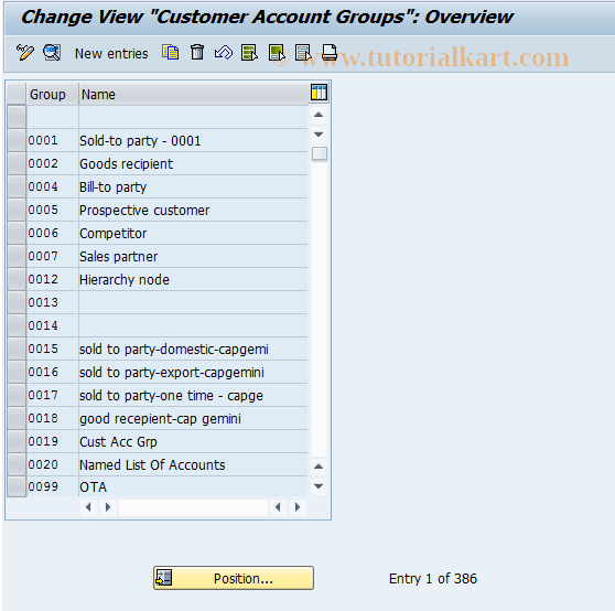 SAP TCode OT10 - C FI Maintain Table T077D