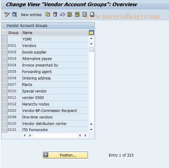 SAP TCode OT11 - C FI Maintain Table T077K