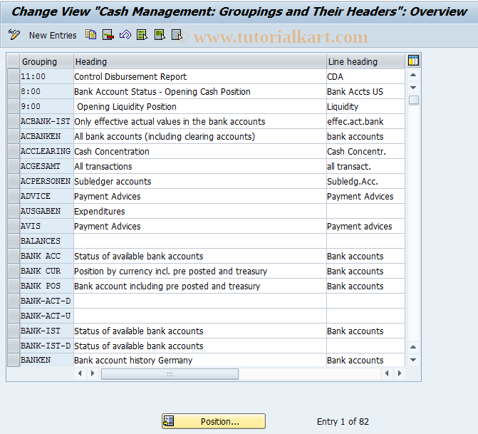 SAP TCode OT18 - C FI Maintain Table T038T