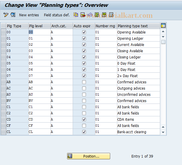 SAP TCode OT21 - C FI Maintain Table T037