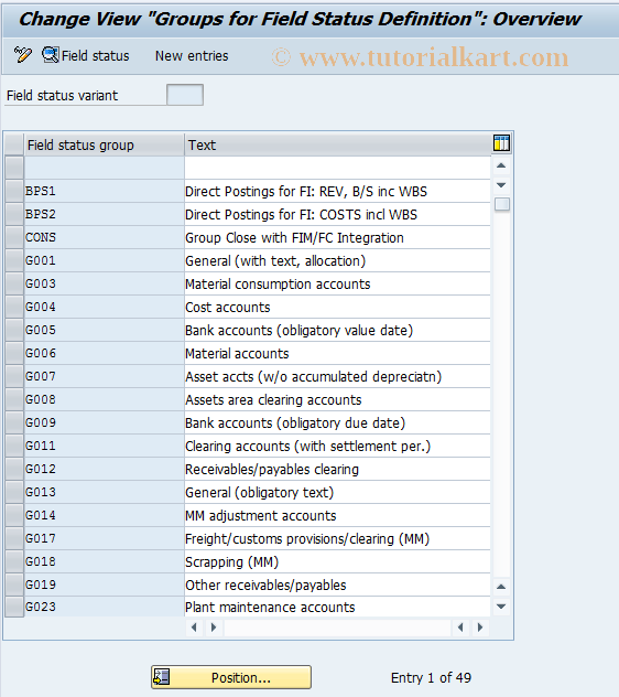 SAP TCode OT32 - C FI Maintain Table T004F