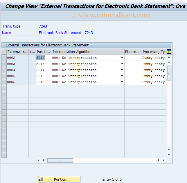 SAP TCode OT51 - C FI Maintain T028G