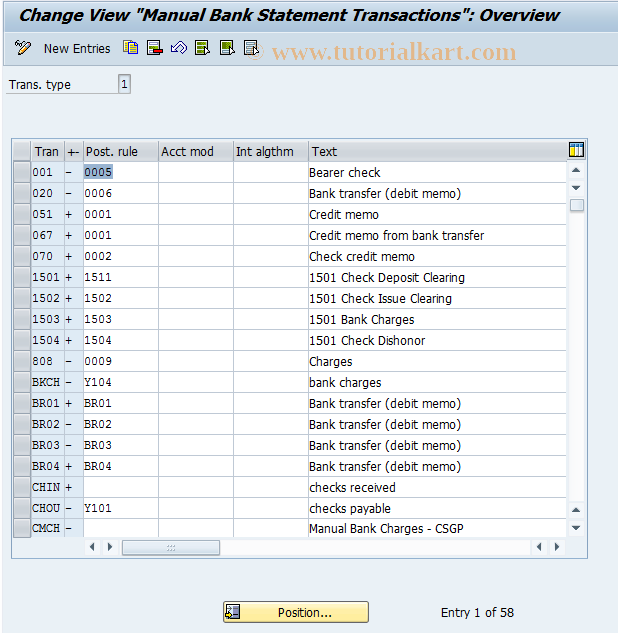 SAP TCode OT52 - C FI Maintain T028H
