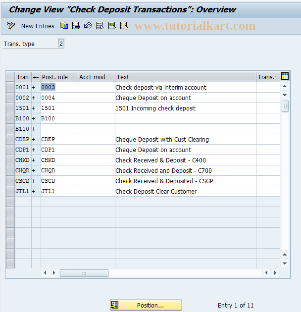 SAP TCode OT53 - C FI Maintain T028H