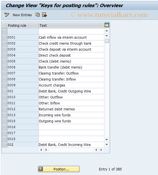 SAP TCode OT56 - C FI Maintain manual acct (T028D)