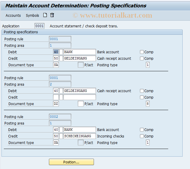 SAP TCode OT58 - C Elec acct determntn (manual acct)