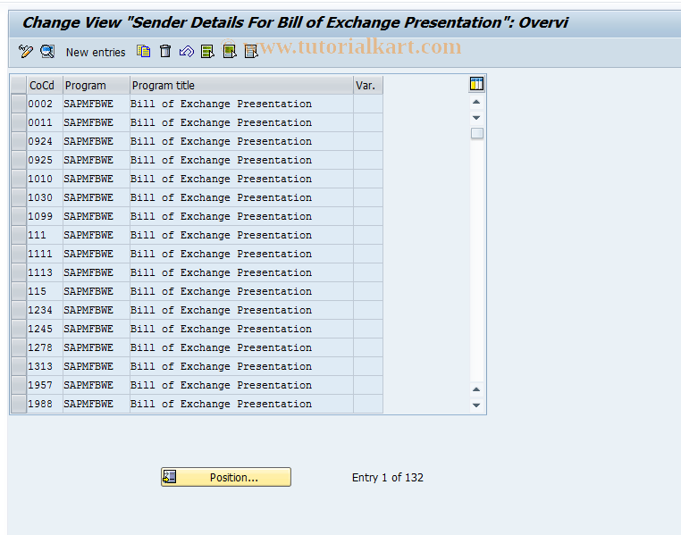 SAP TCode OT64 - C FI Maintain table T001G (BlExPres)