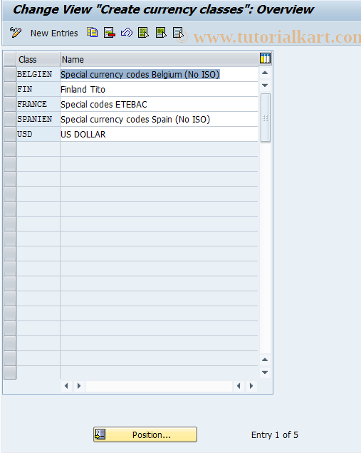 SAP TCode OT74 - C FI Maintain Table T028O