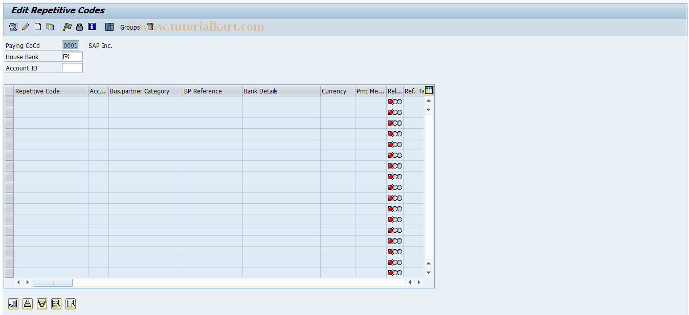 SAP TCode OT81 - Process Repetitive Codes