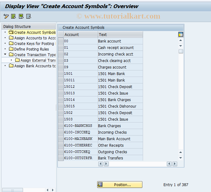 SAP TCode OT83 - Basic Settings for the El.Bank St.