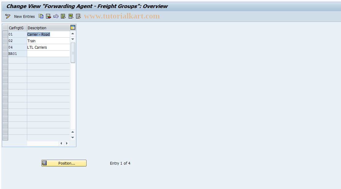 SAP TCode OTF2 - Forwarding Agent - Freight Groups