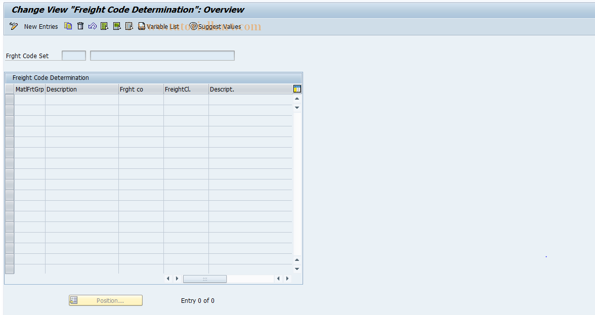 SAP TCode OTF6 - Freight Code Determination