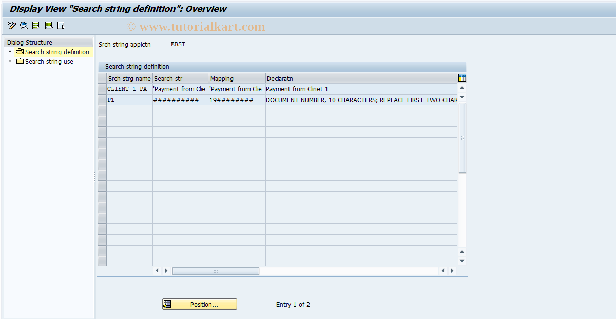 SAP TCode OTPM - Define El.Bank Stmt Search String