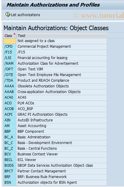 SAP TCode OTZ3 - C FI Authorizations