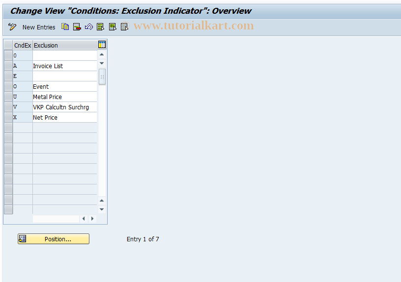 SAP TCode OV23 - Condition Exclusion: SD