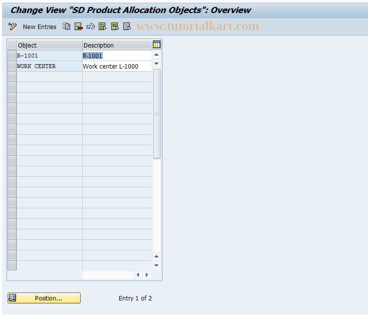 SAP TCode OV2Z - Define Product Allocation Object