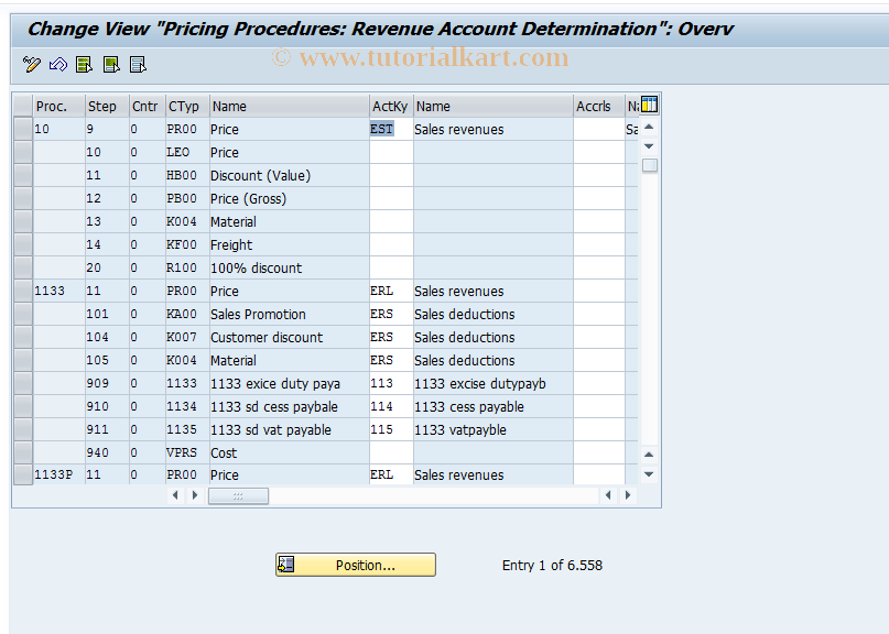 SAP TCode OV35 - C RV View V_T683S_EL