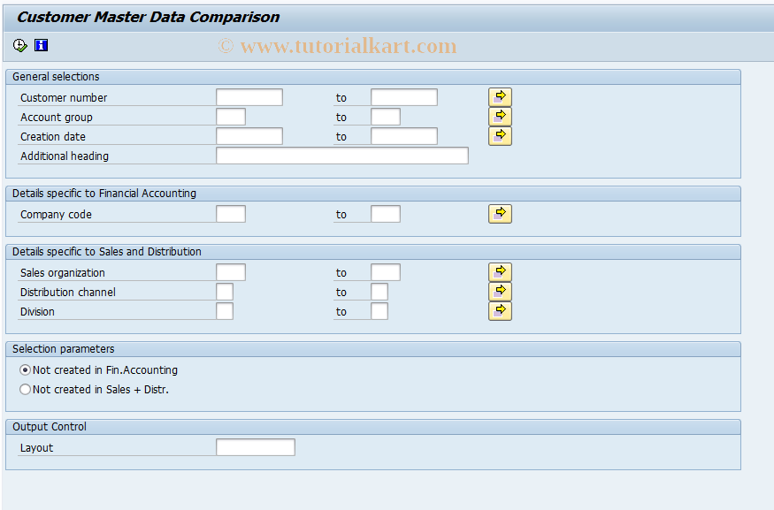 SAP TCode OV50 - Comparison of master data for cust.