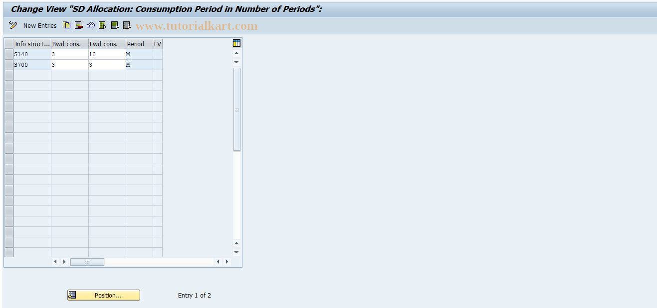 SAP TCode OV5Z - Maintain Consumption Periods