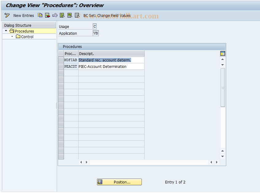 SAP TCode OV65 - Condition  proc. for  rec. account det.
