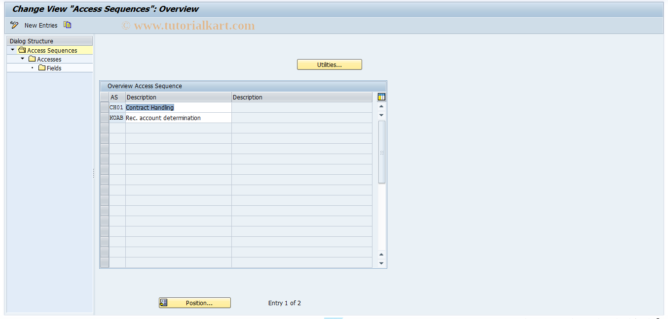 SAP TCode OV67 - Rec. account det.: Access sequences