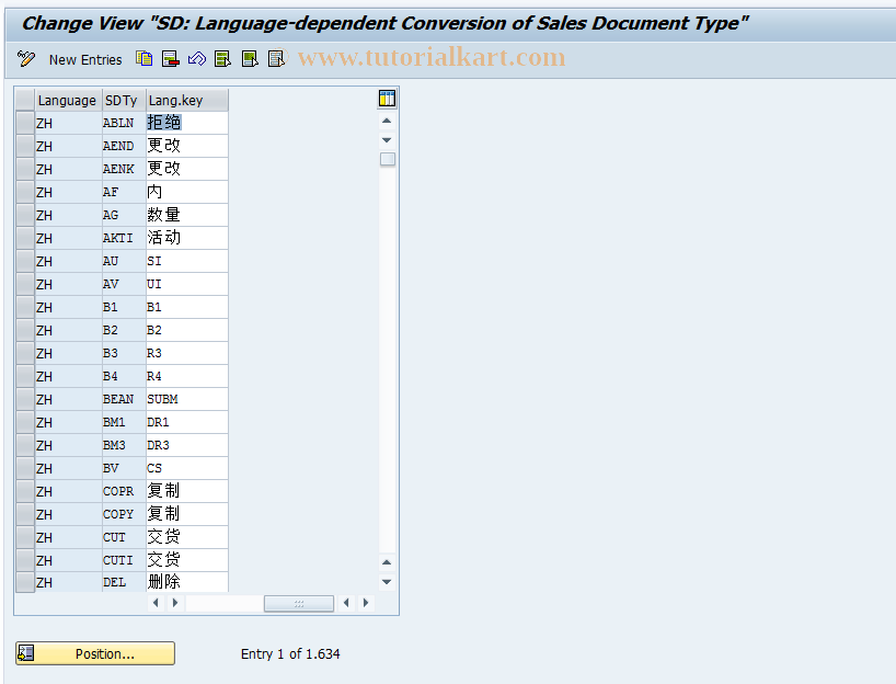 SAP TCode OVA3 - C_RV_Tab. TAUUM SlsDocType Convers.