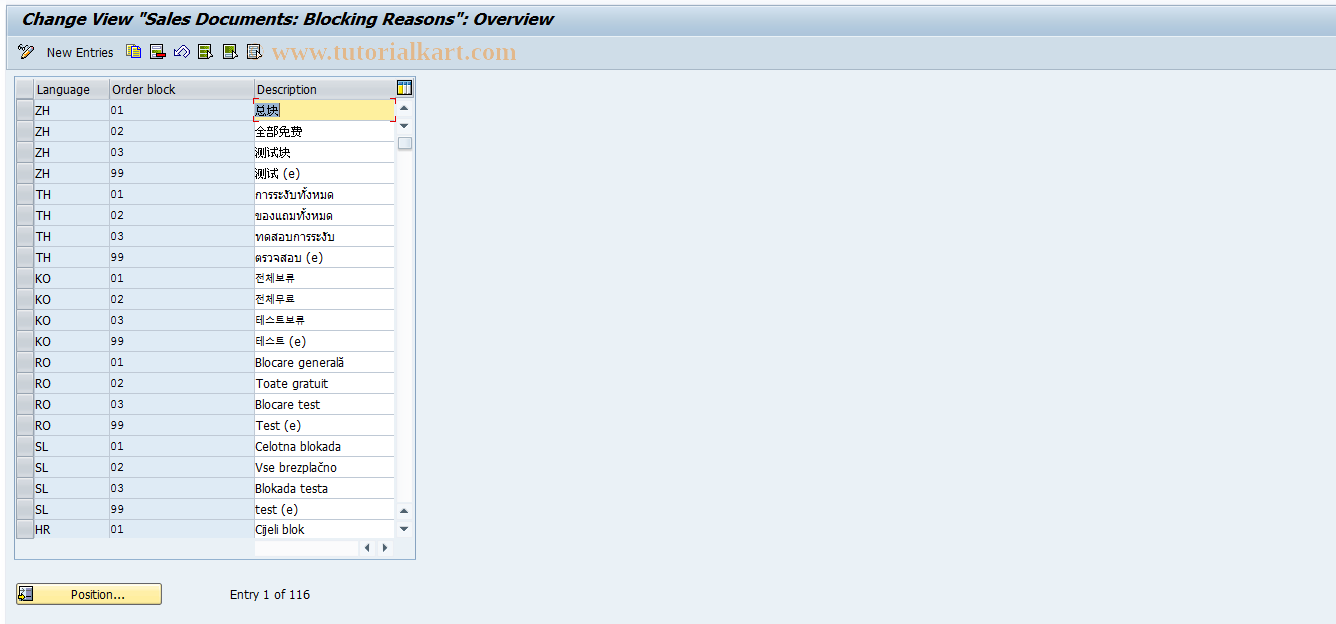 SAP TCode OVAS - NULLC SD Tab. VAST NULLOrder: Block ReasonsNULL