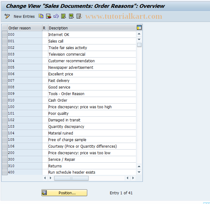 SAP TCode OVAU - C SD Tab. VAU  Other Reasons