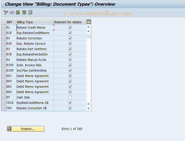 SAP TCode OVB0 - Change Billing: Document Types