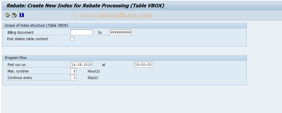 SAP TCode OVB3 - Rebate: Reorganiz. of Billing Index