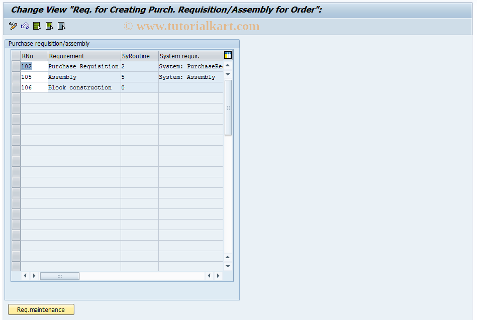 SAP TCode OVB5 -  Requisition  for Creating a  Purchase Requisit.