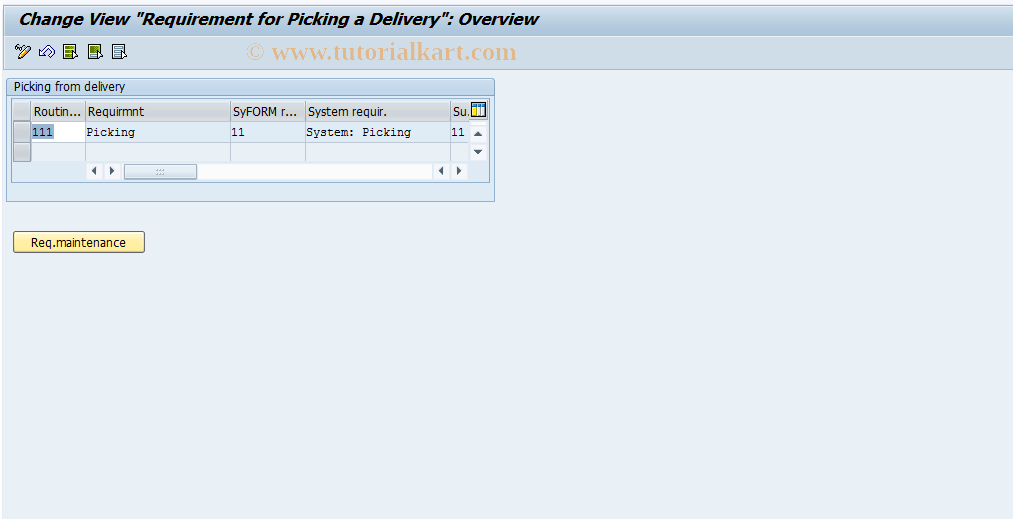 SAP TCode OVB6 - Requirement for Picking a Delivery