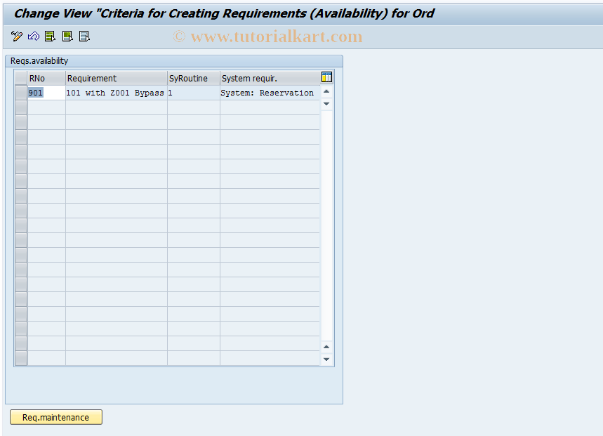SAP TCode OVB8 - Criteria for Creating a Requirement