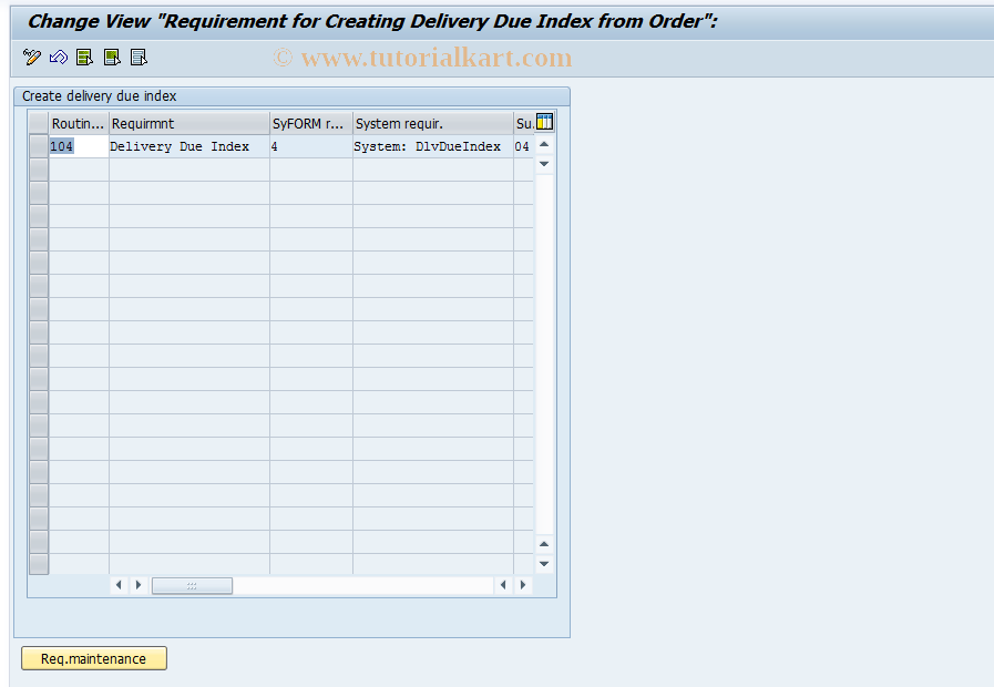 SAP TCode OVB9 - Create Delivery Due Index