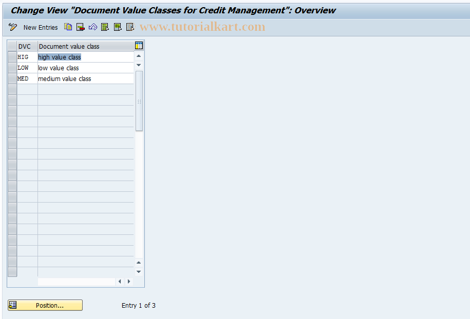 SAP TCode OVBC - Documents Value Classes