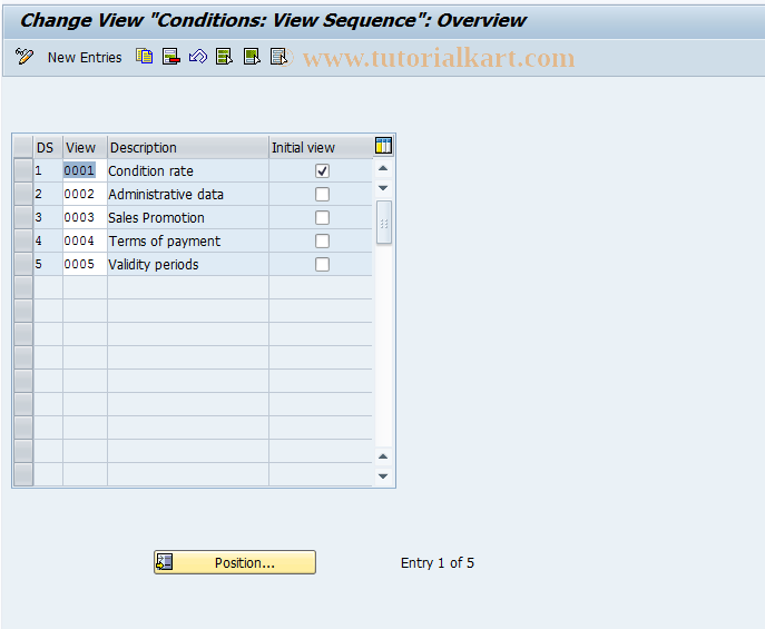 SAP TCode OVBF - Conditions: View sequence A, V, SDeal