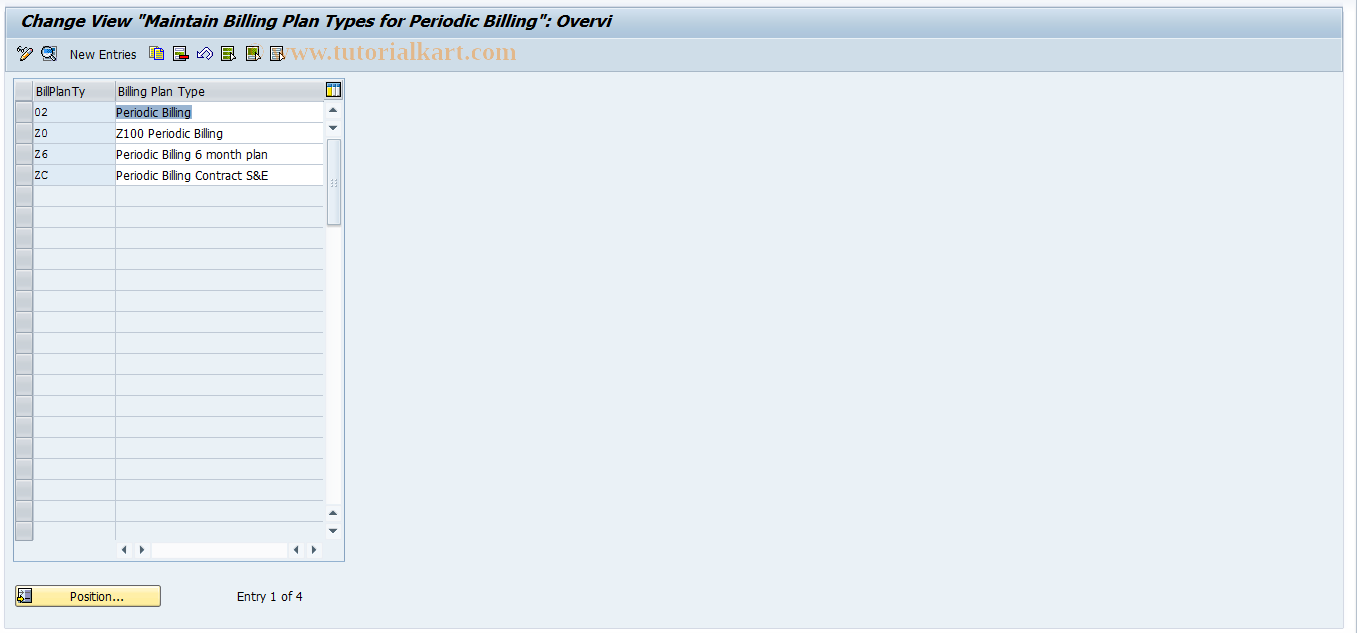 SAP TCode OVBI - Maintain Billing Plan Type