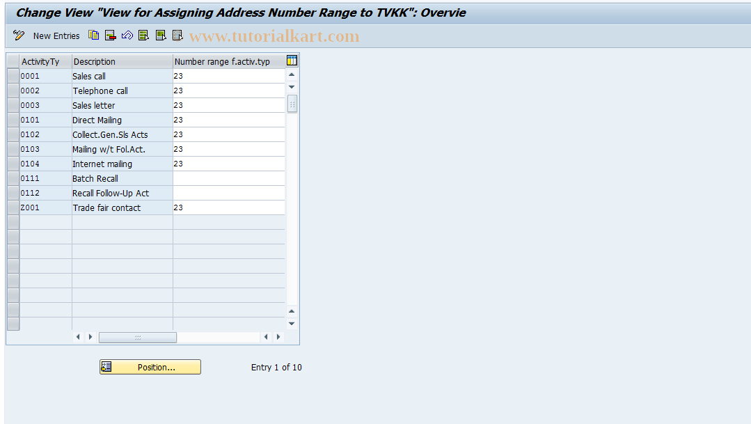 SAP TCode OVCN - NULLC RV Tab. TVKK NULLNoRng for sls.activ.NULL