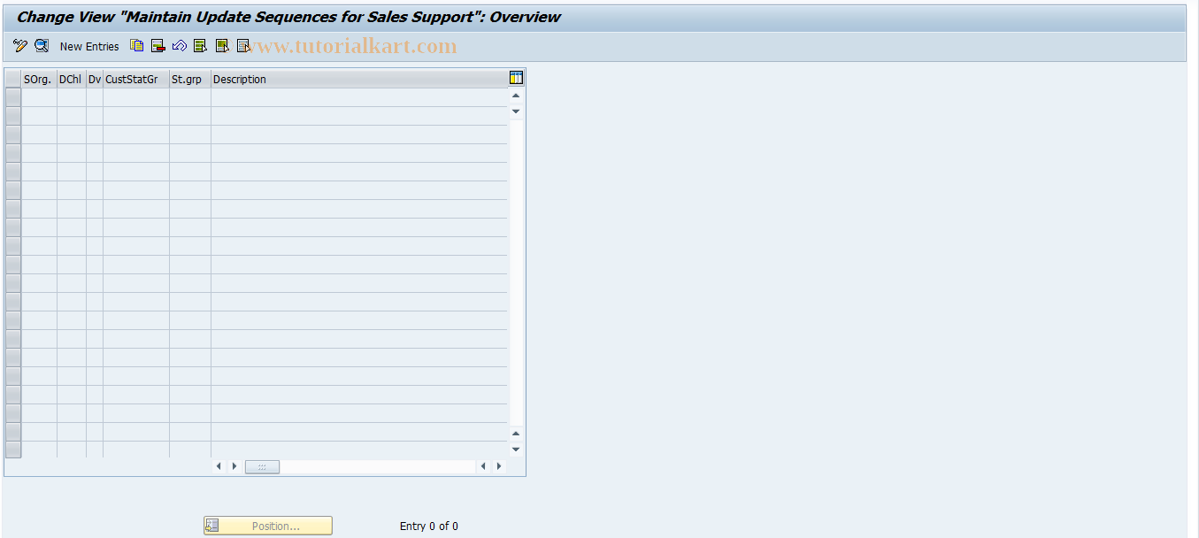 SAP TCode OVCU - NULLC RV Tab. TKSFK NULLCAS: Statistics seqNULL