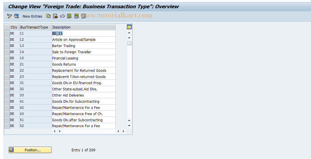 SAP TCode OVE4 - NULLC SD Table T605 NULLBusiness typeNULLNULL