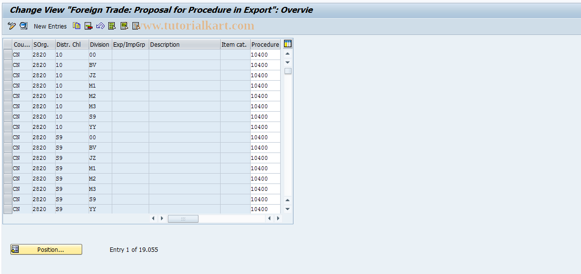 SAP TCode OVE7 - NULLC SD Table T616Z NULLBusTransTypeProp.NULL